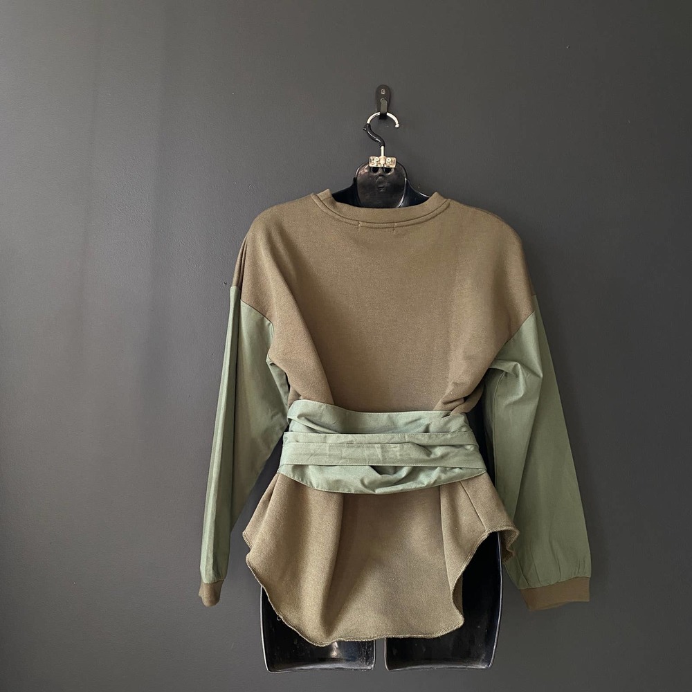 MOUSSY Shash Belt Sweatshirt Army Green Size Small - Picture 5 of 14